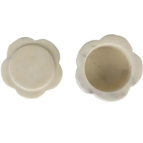 Storied Home Elegant Marble Pinch Pot with Lid, White image {3}