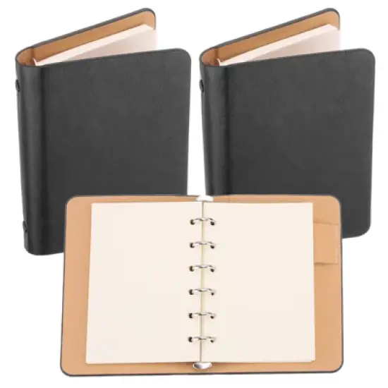 Unique Bargains 6 Ring Mini A7 Leather Notebook Binder with 100 Sheets Paper 2 Pcs image {6}