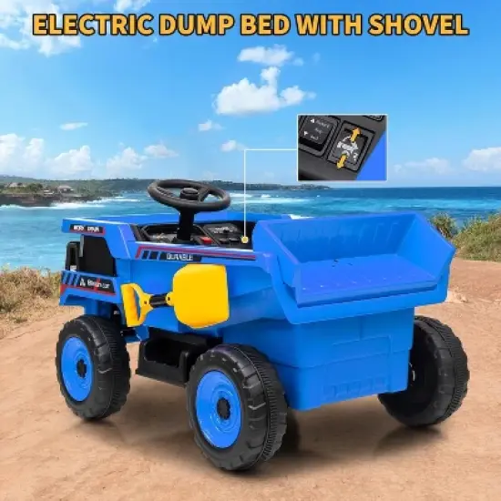 12V Ride On Dump Truck for Kids, Ride On Car with Remote Control, Construction Vehicles with Dump Bed & Shovel, Ride-On Toys for Kids 3+ image {3}