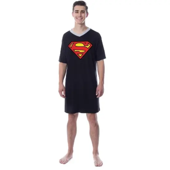 DC Comics Mens' Superman Character Icon Nightgown Sleep Pajama Shirt image {2}