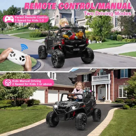 JOYRACER 24V Ride on Truck Toys w/ Remote Control, 2 Seater 400W   Electric Powered Ride on w/ Dump Bed, 3 Speeds, Shovel & Bluetooth/Music image {4}