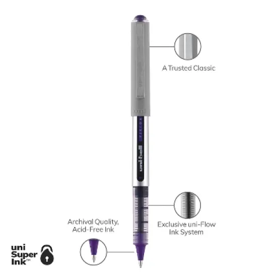 uni-ball Vision Rollerball Pens Fine Point Purple Ink Dozen (SAN60382) image {1}