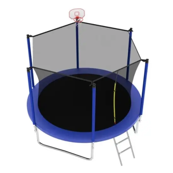 QingMoon Outdoor Trampoline,With UV-resistant Safety Net, Soft Rebound Pad,Ladder,Basketball net,Safe And Wear-Resistant Trampoline image {2}