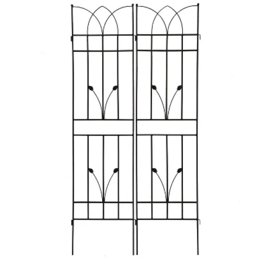 Lirago 2 Pack Metal Garden Trellis Rustproof Climbing Plant Support for Outdoor Flowers Vines Vegetables Black Powder Coated 71"H x 17.7"W x 1"D image {7}