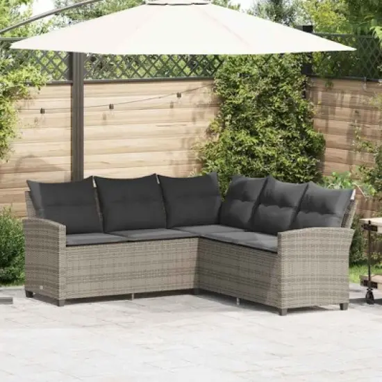 vidaXL L-Shaped Rattan sectional Sofa - Outdoor Patio Couch with Anthracite Cushions, UV & Water-Resistant, Gray Steel Frame, 72.4"x72.4" image {1}