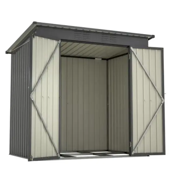 6 x 4 ft Outdoor Storage Shed, All Weather Tool Shed for Garden, Backyard, Lawn, Black image {7}