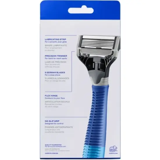 Harry's 5-Blade Men's Razor - 1 Razor Handle + 2 Razor Blade Refills - Ocean Blue image {6}