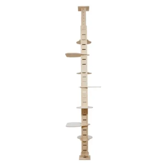 Sevobal Pet Tower, Floor to Ceiling Cat Tower with Platforms and Scratching Posts, Adjustable Height Pillar for Indoor Cats, Brown, 8.25"*8.25"*98.5" image {5}