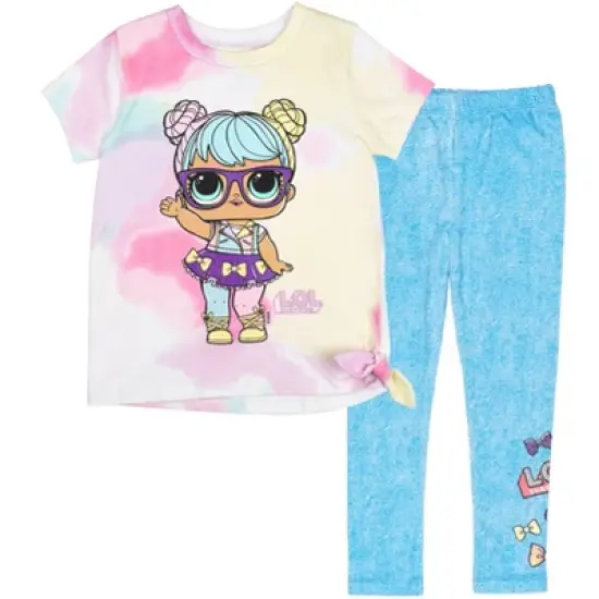 L.O.L. Surprise! Neon QT Bon Bon Diva Queen Bee Touchdown Roller Sk8er T-Shirt and Leggings Outfit Set Toddler to Big Kid image {12}