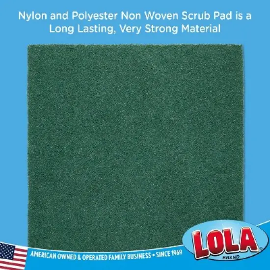 Lola Products Pot Brite Heavy Duty Jumbo Scouring Fiber Pads, 6" x 6", 50% Larger than Most Scouring Pads, Durable Nylon & Polyester Scrub Pad, 3 Pack image {2}