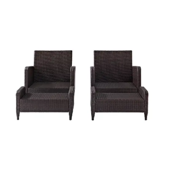 Kiawah 4pc Outdoor Wicker Conversation Set with 2 Arm Chairs & 2 Ottomans Blue - Crosley image {8}