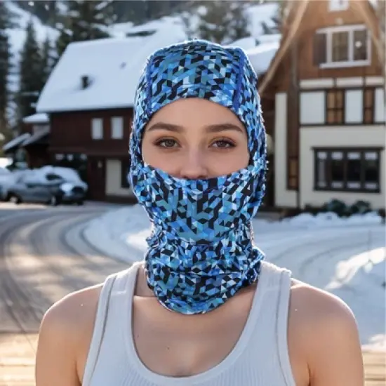 Unique Bargains Quick-drying Ice Silk Geometric Balaclava Face Mask 1 Pc image {1}