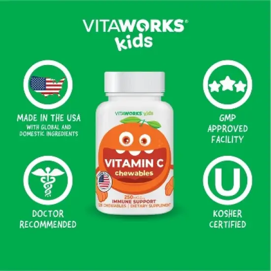 VitaWorks - Vitamin C - Orange Flavor - Kids - 120 Chewables image {5}