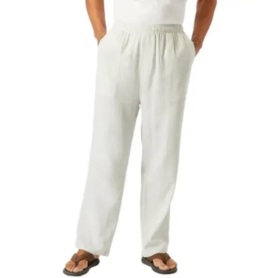 KS Island by KingSize Men's Big & Tall Elastic Waist Gauze Cotton Pants image {9}