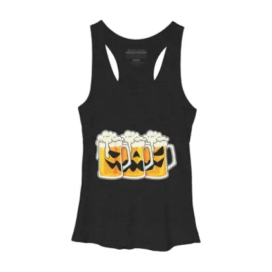 Women's Design By Humans Halloween Jack O Lantern Beer Drinking By RedBirdLS Racerback Tank Top image {7}