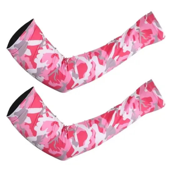 Unique Bargains Basketball Sports Camouflage Cooling Arm Elbow Compression Sleeve Pink Gray White 1 Pair image {6}