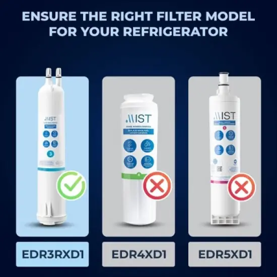 Mist EDR3RXD1 3pk Refrigerator Water Filter Replacement for EveryDrop Filter 3, Whirlpool 4396841 - NSF 42 Certified image {2}
