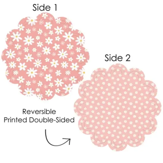 Big Dot of Happiness Pink Daisy Flowers - Floral Party Round Table Decorations - Paper Chargers - Place Setting For 12 image {2}