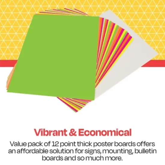 School Smart Poster Board, 11 x 14 Inches, White/Assorted Neon Colors, Pack of 50 image {4}