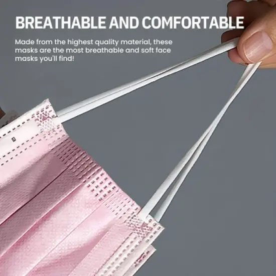 MagiCare - Premium Pink Face Masks for Adults - Breathable 3-Layer Disposable Protection image {1}