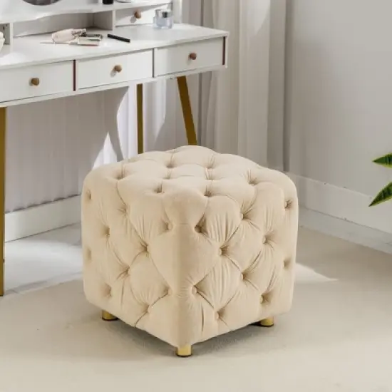 Modern Velvet Upholstered Ottoman - ModernLuxe image {1}