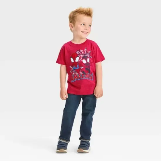 Toddler Boys' Marvel Spidey and Miles Solid Short Sleeve T-Shirt - Red image {2}