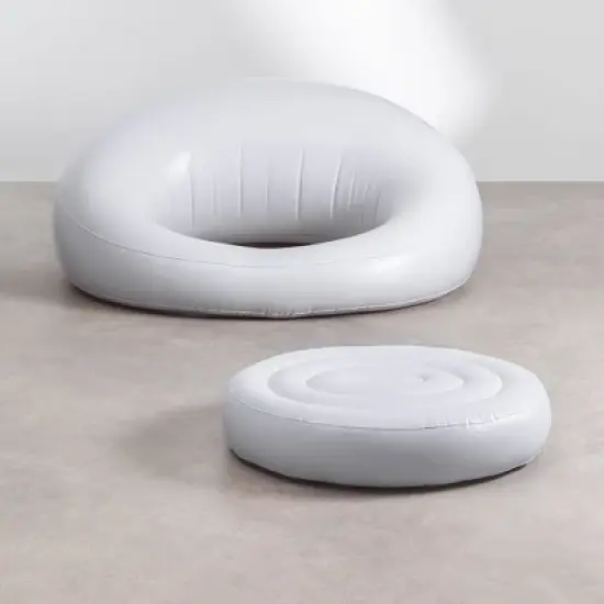 California Sun Cucciolo Round Luxury Inflatable Fabric Sun Lounger Pool Float Chaise image {7}