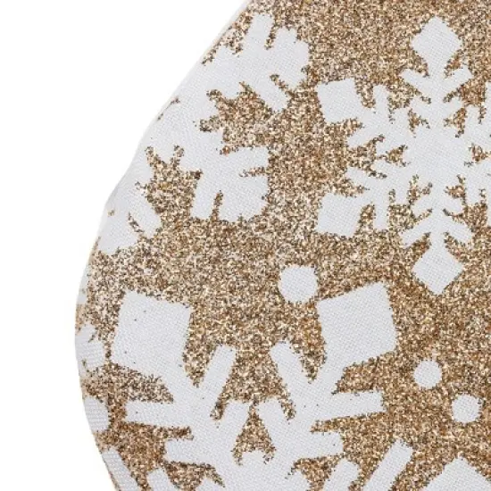 Northlight 20.5" Glittered Gold Christmas Stocking with Snowflakes and Pom Poms image {3}