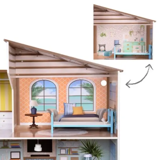 Olivia's Little World by Teamson Kids Wooden Dreamland Mediterranean Dollhouse Set image {6}