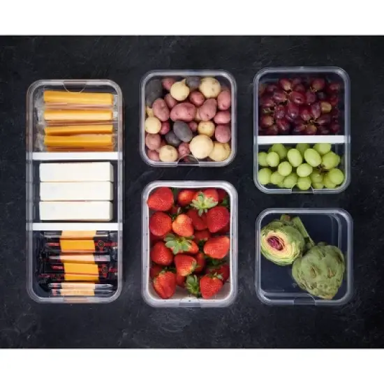 iDESIGN 5pc Recycled Plastic Refrigerator Organizer Bin Set with Lids image {6}