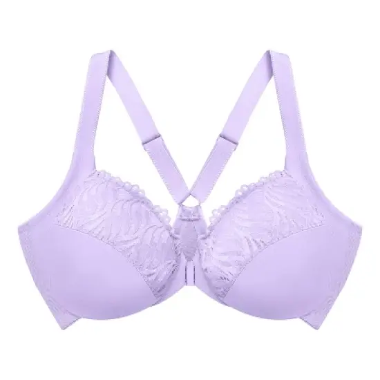 Glamorise Womens Front-Closure T-Back WonderWire Underwire Bra 1246 Soft Lilac image {3}