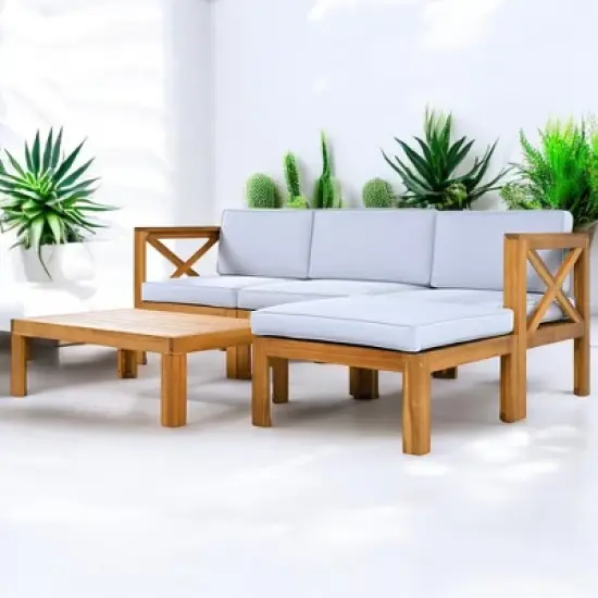 Mshliw 5-Piece Outdoor Sectional Sofa Set with Cushions, and Tea Table &ndash; Stylish Patio Seating for Garden, Deck, or Balcony image {17}