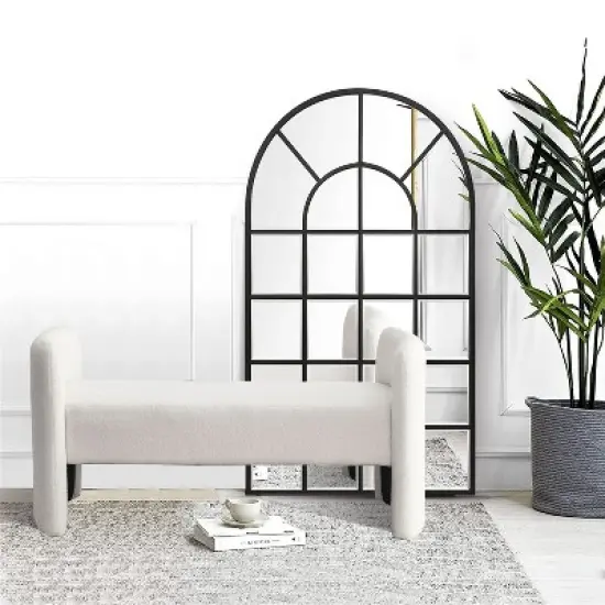 Donna 52" Large Storage Ottoman Upholstered Teddy Bench With Solid wood legs-Maison Boucle image {1}