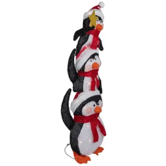 Northlight 41" Lighted Stacked Penguin Family Outdoor Christmas Decoration image {4}