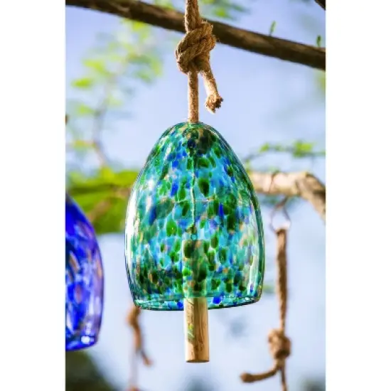 Evergreen Art Glass Speckle Turquoise Bell Chime image {6}