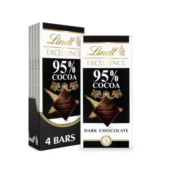 Lindt 4/6/12 Bars,  Excellence 95% Cocoa Dark Chocolate 2.8oz Full Size Candy Bar image {12}