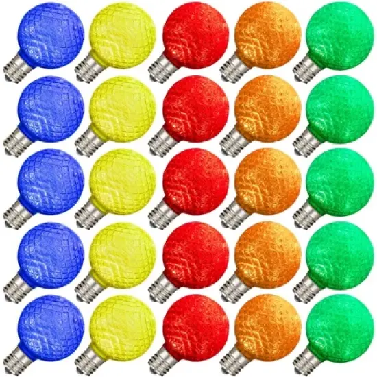 Novelty Lights 25 Pack Plastic Diamond Faceted G40 Globe LED String Light Replacement Bulbs E12 Base image {9}