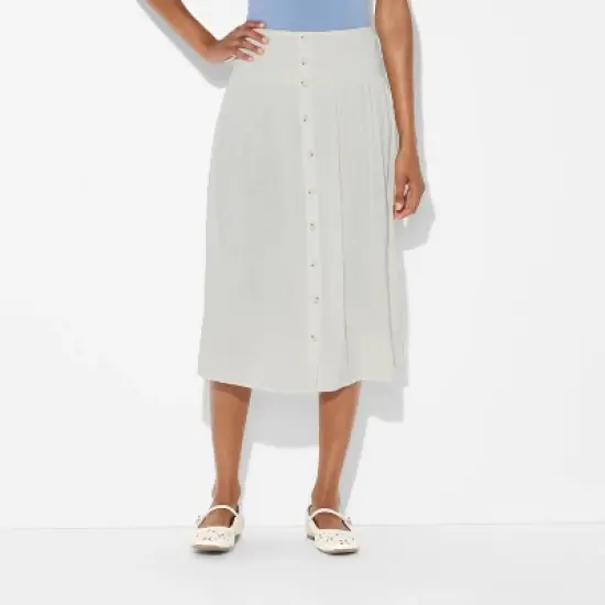Women's Maxi Dropwaist Button-Front Skirt - Wild Fable&trade; Off-White image {1}