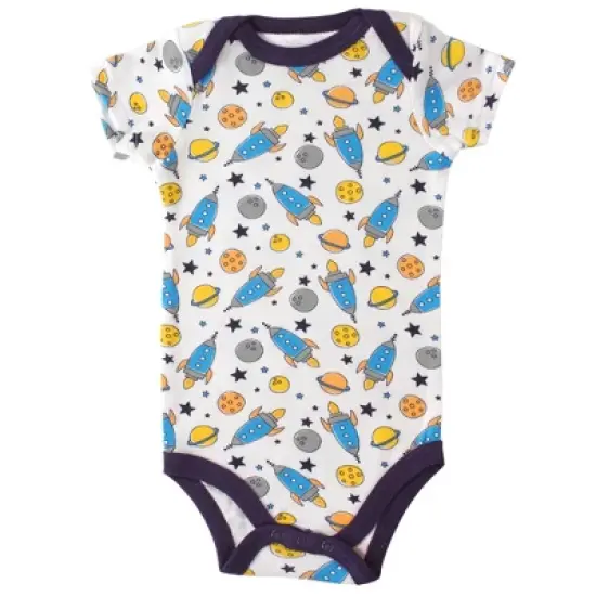 Luvable Friends Baby Boy Cotton Bodysuits 5pk, Rocket image {2}