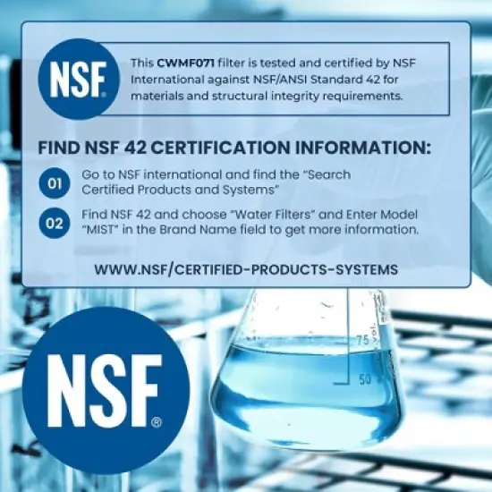 Mist DW2042FR-09 2pk Refrigerator Water Filter Replacement for Daewoo and Aqua Crystal DW2042F-09 - NSF Certified image {6}