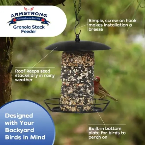 Armstrong Wild Bird Food Royal Jubilee Granola Stack Feeder, Black, 12in image {2}