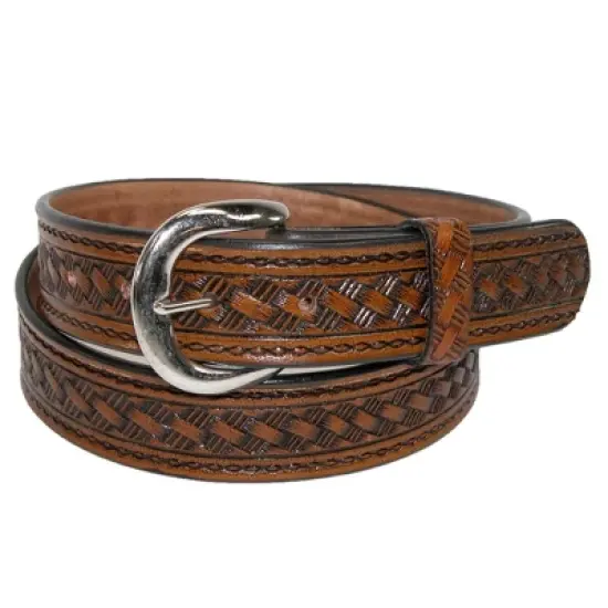 CTM Men's Big & Tall Leather Western Belt with Removable Buckle image {3}