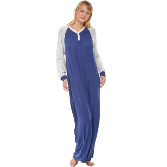 Women's Soft Knit Nightgown, Full Length Long Henley Night Shirt Pajama Top with Pockets image {9}