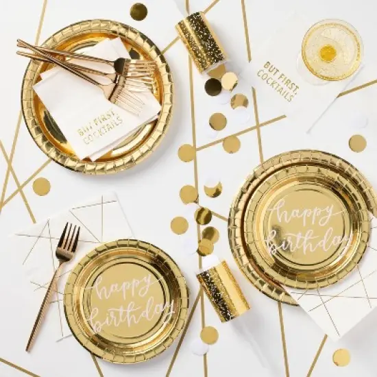 20ct 8.5" Disposable Metallic Plates Gold - Spritz&trade; image {1}