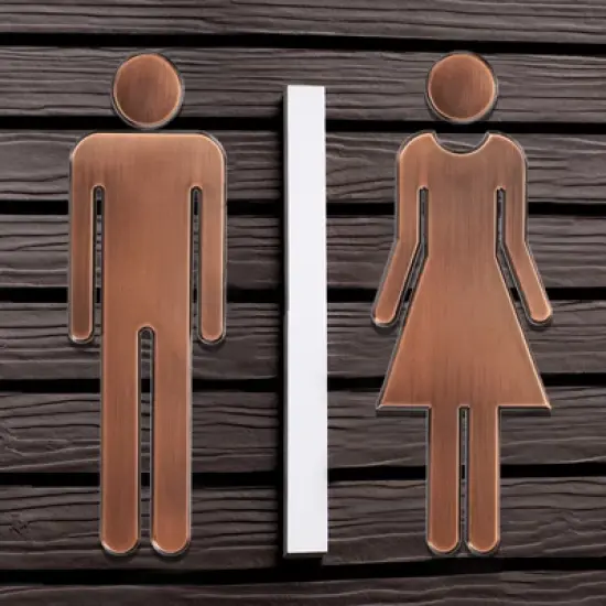 Unique Bargains Self-Adhesive Decor Office Business Men Women Restroom Sign 1 Pair image {4}