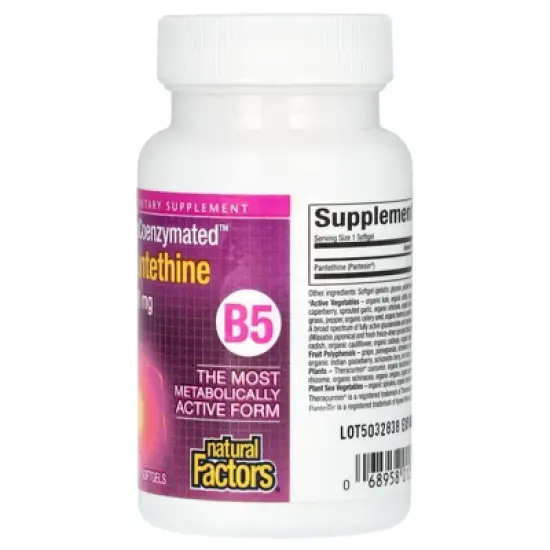Natural Factors BioCoenzymated, B5, Pantethine, 450 mg, 60 Softgels image {3}