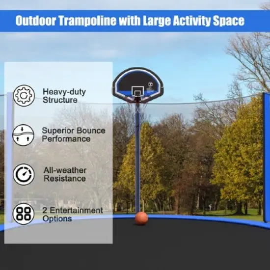 Costway 12/14/15ft Trampoline w/ Safety Enclosure Net Ladder Basketball Hoop image {5}