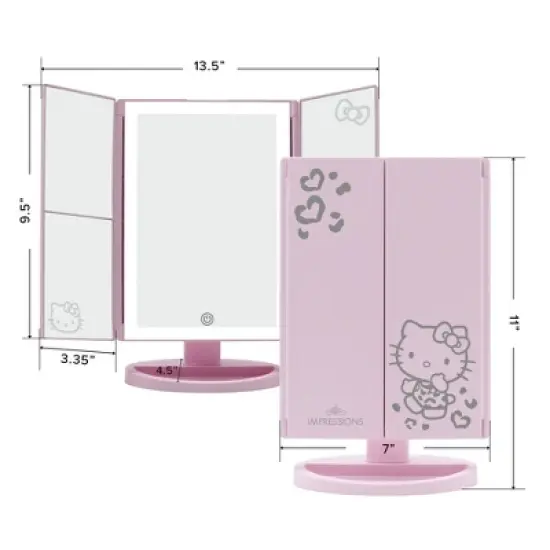 Impressions Vanity Hello Kitty Trifold LED Tri-Tone Makeup Mirror with Magnification image {10}