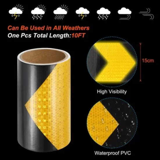 Unique Bargains High Visibility Self-Adhesive Warning Safety Reflective Tapes image {2}