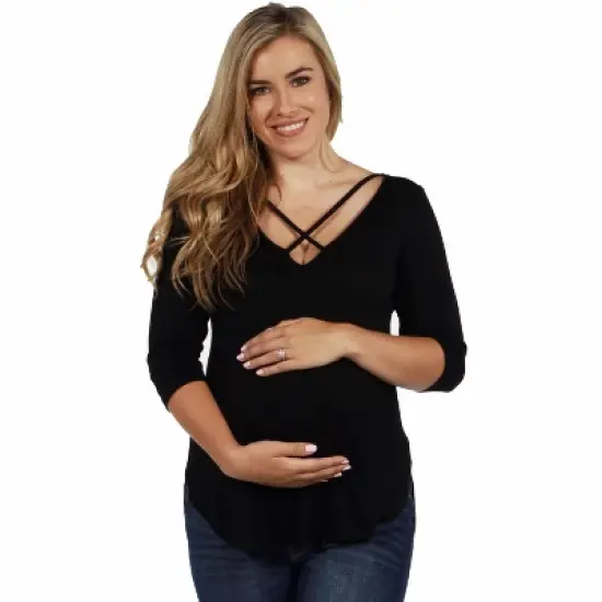 Womens Maternity Criss Cross Tunic Top image {4}